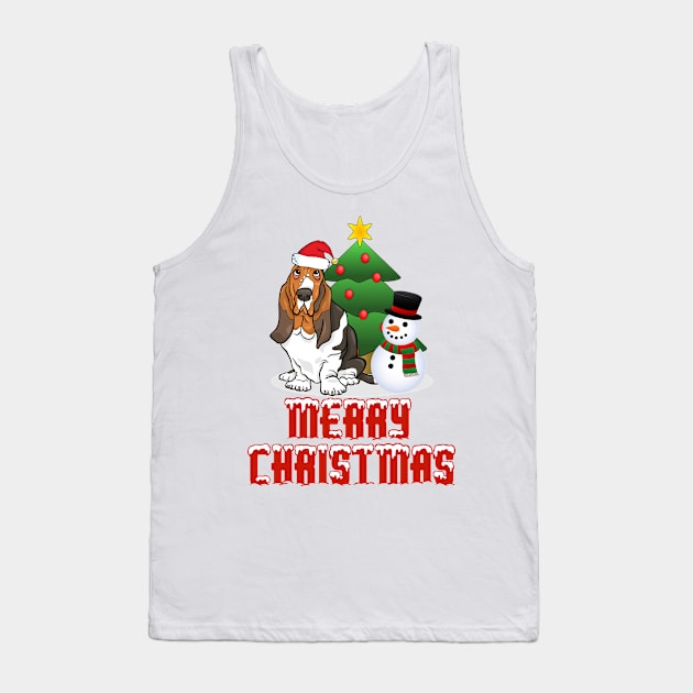 Merry Christmas Basset Hound Design Tank Top by rs-designs